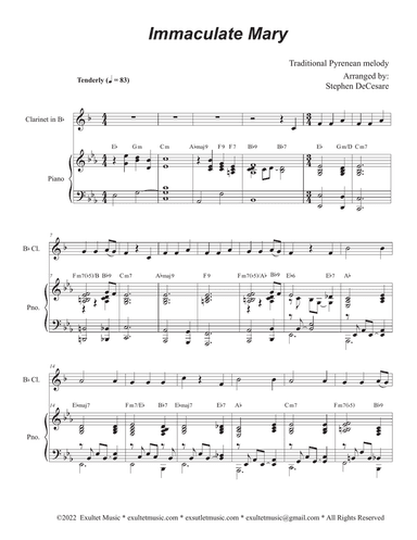 Immaculate Mary (Bb-Clarinet solo and Piano)