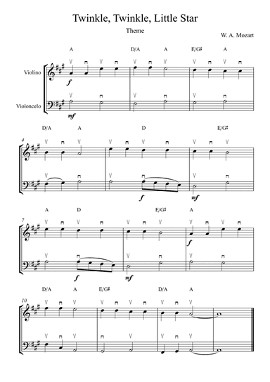 Twinkle, Twinkle, Little Star | For Violin & Cello (With Chords)