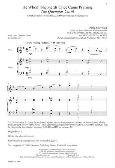 He Whom Shepherds Once Came Praising/The Quempas Carol (Downloadable)