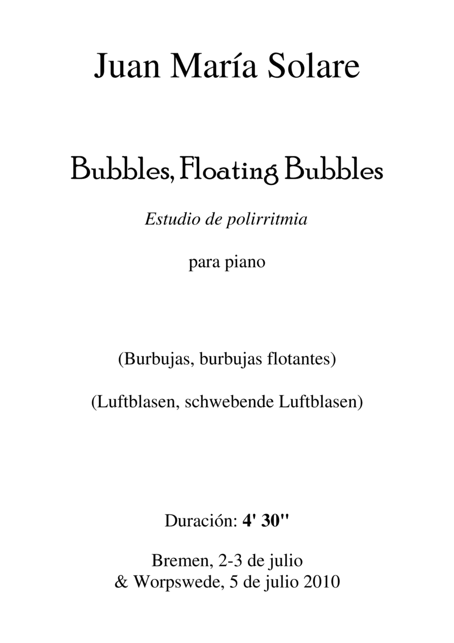 Bubbles, Floating Bubbles (piano solo)