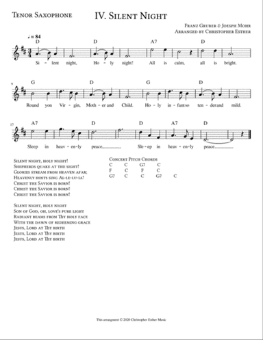 Silent Night for Tenor Saxophone