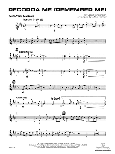 Recorda Me: 2nd B-flat Tenor Saxophone