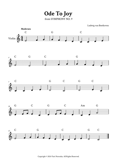 Ode To Joy - (C Major - with Chords)