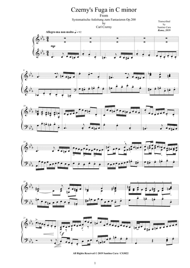 Czerny - Fuga in C minor Op.200 for Piano