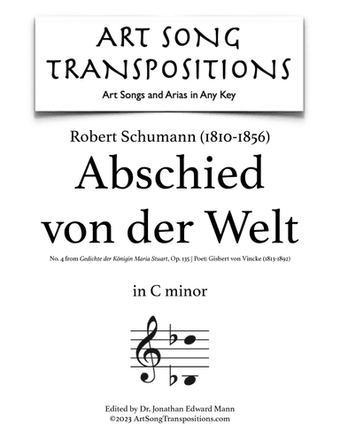 SCHUMANN: Abschied von der Welt, Op. 135 no. 4 (transposed to C minor)