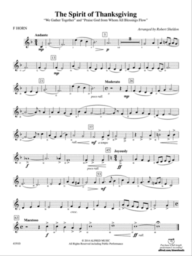 The Spirit of Thanksgiving: 1st F Horn
