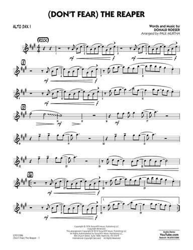 (Don't Fear) The Reaper (arr. Paul Murtha) - Alto Sax 1