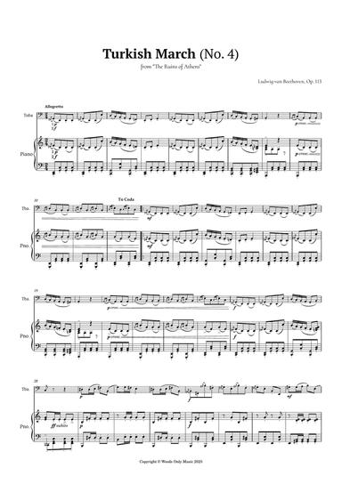 Turkish March by Beethoven for Tuba and Piano