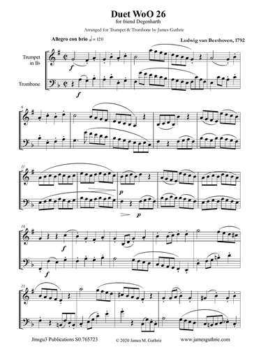 Beethoven: Duet WoO 26 for Trumpet & Trombone