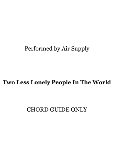 Two Less Lonely People In The World