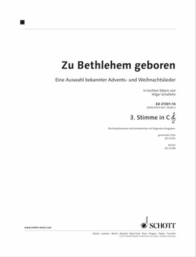 Zu Bethlehem Geboren: Well-known Carols 3rd Part In C (violin Clef)