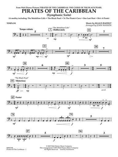 Pirates Of The Caribbean (Symphonic Suite) (arr. John Wasson) - Timpani