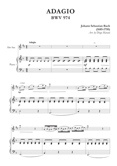 Adagio from BWV 974 for Alto Saxophone and Piano