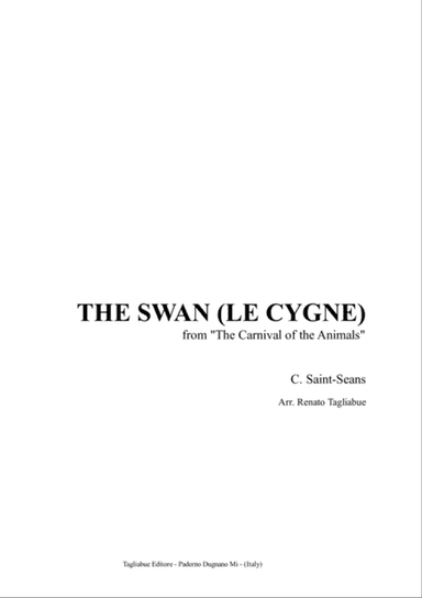 THE SWAN (LE CYGNE) - C. Saint Saens - Arr. Soprano (or Instrument in C (B3-A5) and easy Piano