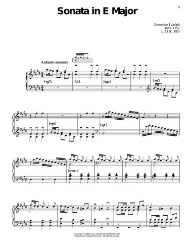 Sonata In E Major, L. 23