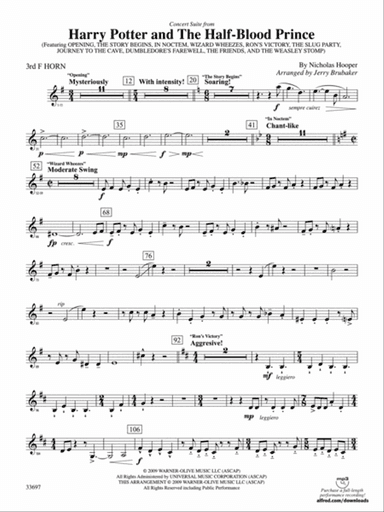 Harry Potter and the Half-Blood Prince, Concert Suite from: 3rd F Horn