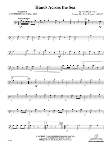 Hands Across the Sea: (wp) 1st B-flat Trombone B.C.