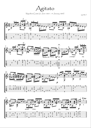 Agitato by Napoleon Coste guitar solo