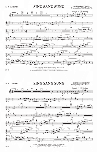 Sing Sang Sung: 1st B-flat Clarinet
