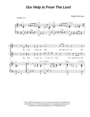 Our Help Is From The Lord (for 2-part choir - (Soprano and Tenor)