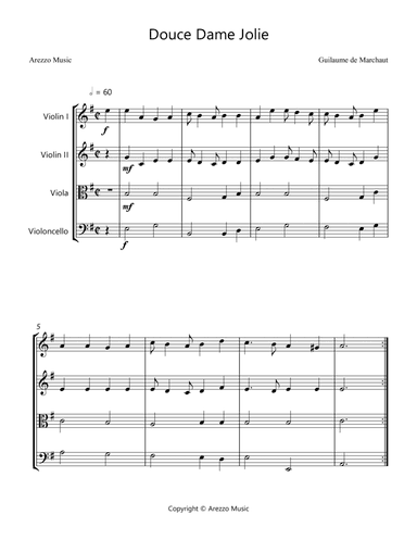 Douce Dame Jolie - String Quartet Arrangement
