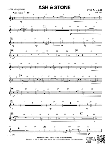 Ash & Stone: B-flat Tenor Saxophone