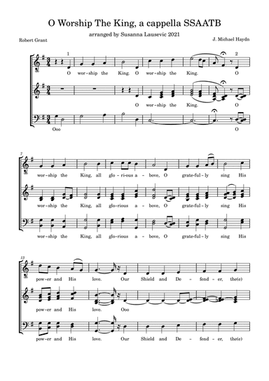 O Worship The King, a cappella SSAATB