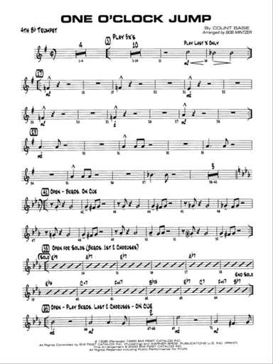 One O'Clock Jump: 4th B-flat Trumpet