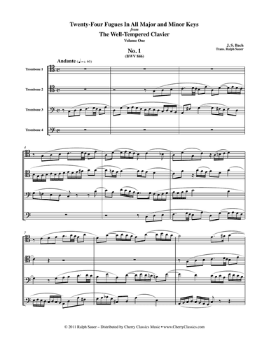 Twenty-Four Fugues from the Well Tempered Clavier volume 1 for Trombone Quartet