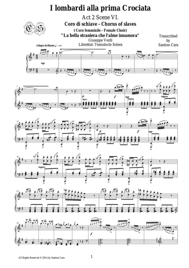 Verdi-I Lombardi(Act2-VI) La bella straniera - Female Choir and Piano
