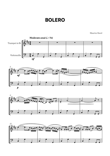 Bolero (for Trumpet and Cello)