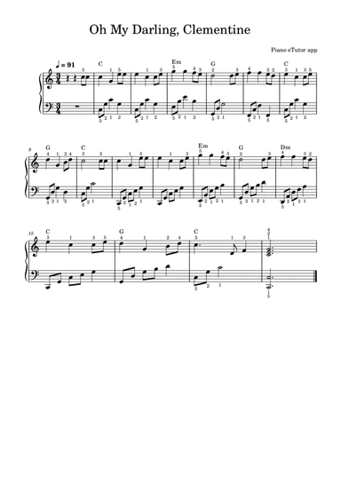 Oh My Darling, Clementine - piano