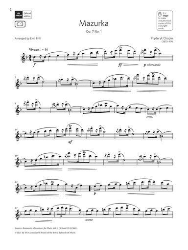Mazurka, Op. 7 No. 1 (Grade 5 List C3 from the ABRSM Flute syllabus from 2022)