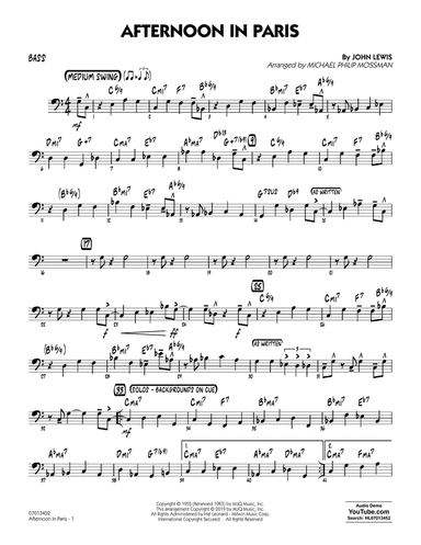 Afternoon in Paris (arr. Michael Philip Mossman) - Bass