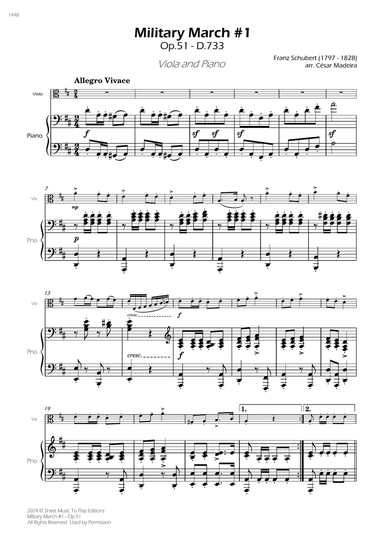 Military March No.1, Op.51 - Viola and Piano (Full Score)