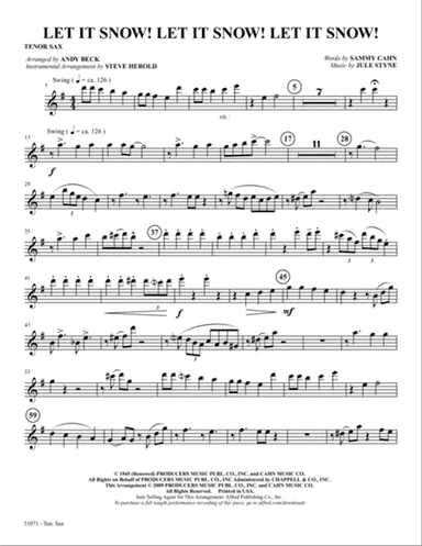 Let It Snow! Let It Snow! Let It Snow!: B-flat Tenor Saxophone