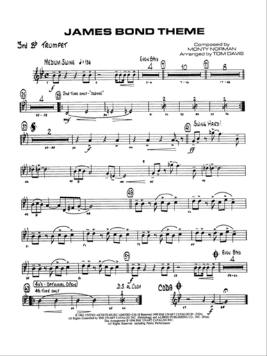 James Bond Theme: 3rd B-flat Trumpet
