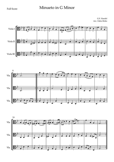 Minueto in G Minor (G.F. Handel) for Viola Trio