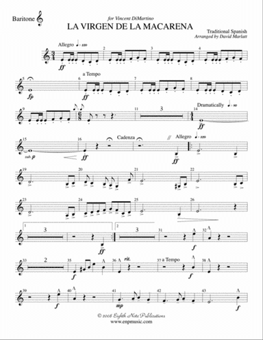 La Virgen de la Macarena (Solo Trumpet and Concert Band): Baritone T.C.