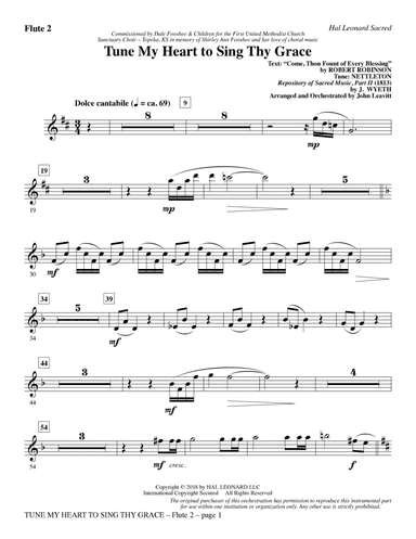 Tune My Heart to Sing Thy Grace (arr. John Leavitt) - Flute 2