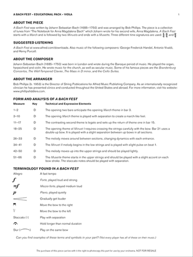 A Bach Fest: Viola Educational Pack
