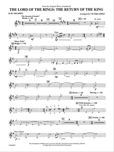 The Lord of the Rings: The Return of the King, Suite from: 1st B-flat Trumpet