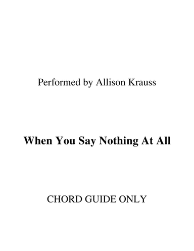When You Say Nothing At All