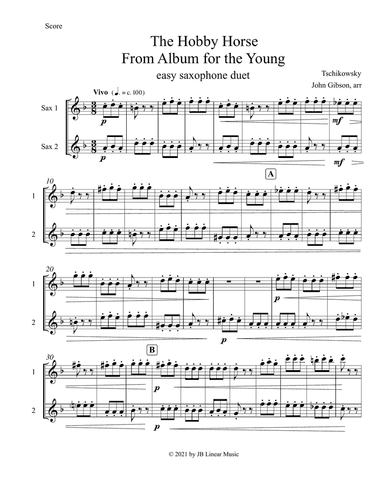 Tschikowsky - Hobby Horse set for easy Saxophone Duet