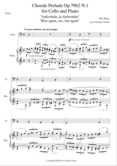 Chorale Prelude Op.79b2 N.1 for Cello and Piano