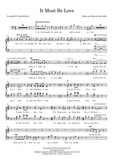 It Must Be Love (arr. Craig McLeish)