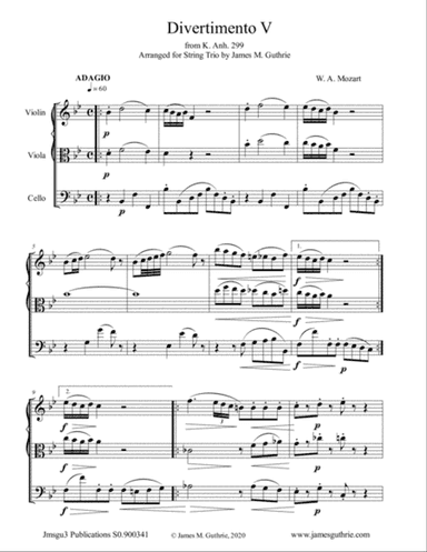 Mozart: Divertimento No. 5 for String Trio