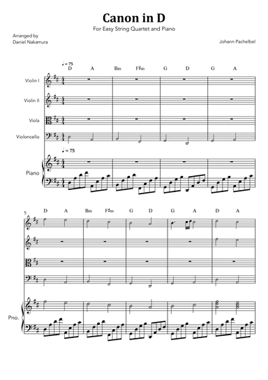 Canon In D (for String Quartet with Piano)