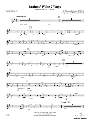 Brahms' Waltz 2 Ways: 3rd B-flat Trumpet