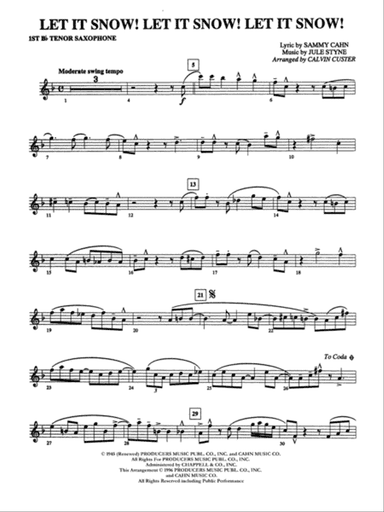 Let It Snow! Let It Snow! Let It Snow!: B-flat Tenor Saxophone